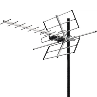 Outdoor Amplified Directional HDTV Antenna — ATSC 3.0 Ready UHF/VHF with 40ft RG6 Cable