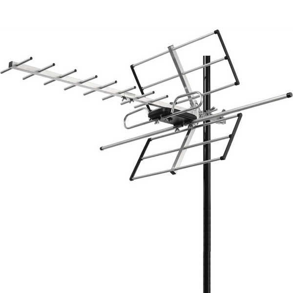Outdoor Amplified Directional HDTV Antenna — ATSC 3.0 Ready UHF/VHF with 40ft RG6 Cable